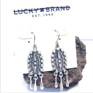 Lucky Brand Silver Concho Fringe Earrings